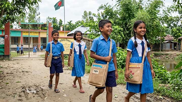 শিক্ষার্থীদের মাঝে পাটের তৈরি ব্যাগ ও স্কুল ড্রেস বিতরণ করবে সরকার