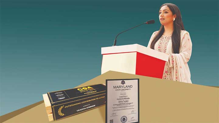 বিশেষ শিশুদের জীবনমান উন্নয়ন কাজে আন্তর্জাতিক সম্মাননা পেলেন ইয়াশা সোবহান