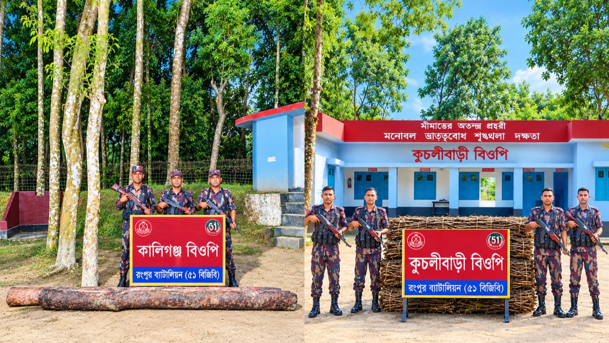 লালমনিরহাট ও নীলফামারী সীমান্ত এলাকায় প্রায় ১৭ লাখ টাকার চোরাই পণ্য উদ্ধার বিজিবি'র